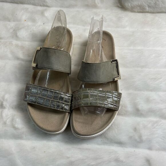 Gabor leather two tone taupe adjustable straps slides sandals EUR SZ42 - Picture 1 of 11